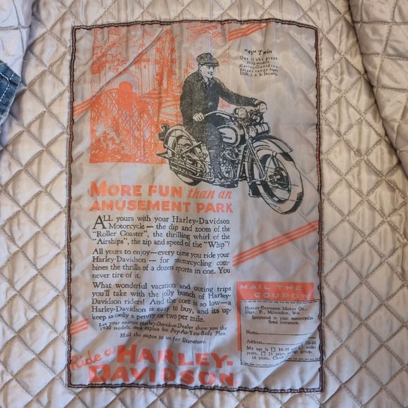 Women's Large L Harley-Davidson Quilted Denim Jacket - Picture 9 of 11